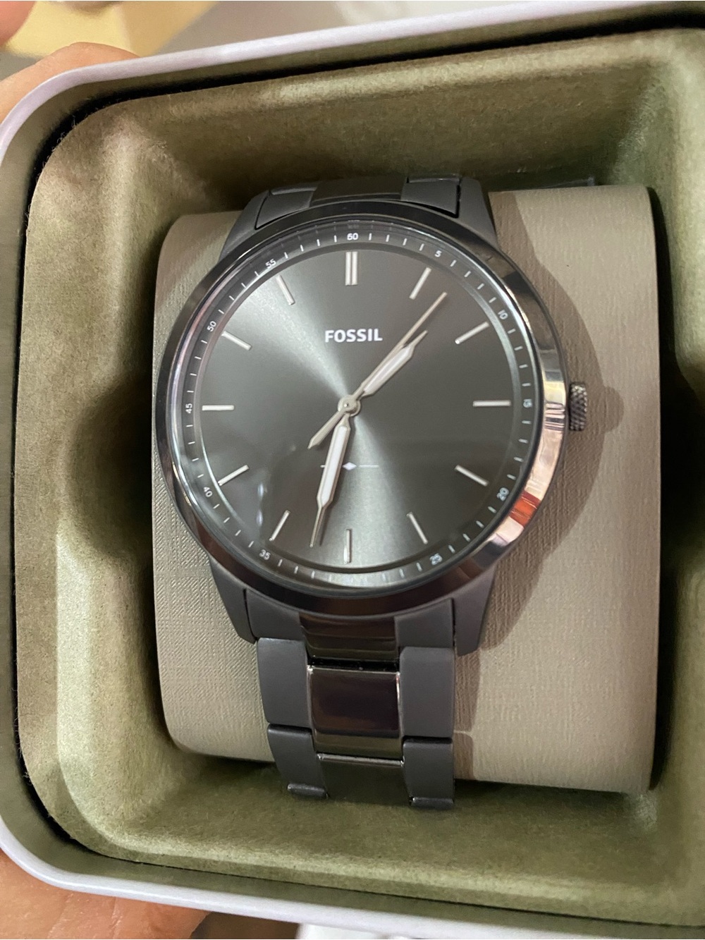 Fossil Men's Gray Stainless Steel Link Watch with Sunray Dial